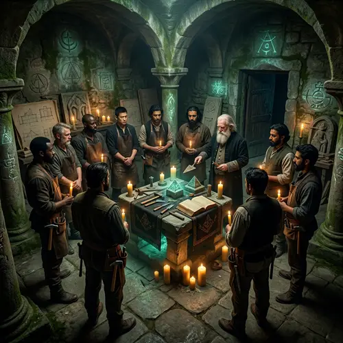 Skilled Traditional Builders in a Mystical Ritual Circle