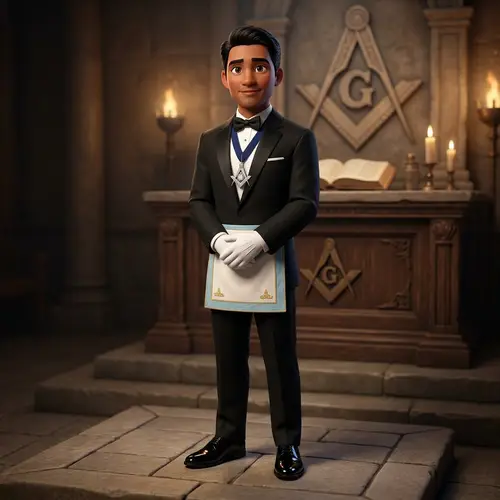 Filipino Senior Deacon in Tuxedo Suit & Apron on Masonic Altar