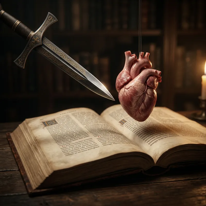 Intricate Sword & Vulnerable Heart: Chiaroscuro Artwork Intricate Sword & Vulnerable Heart: Chiaroscuro Artwork