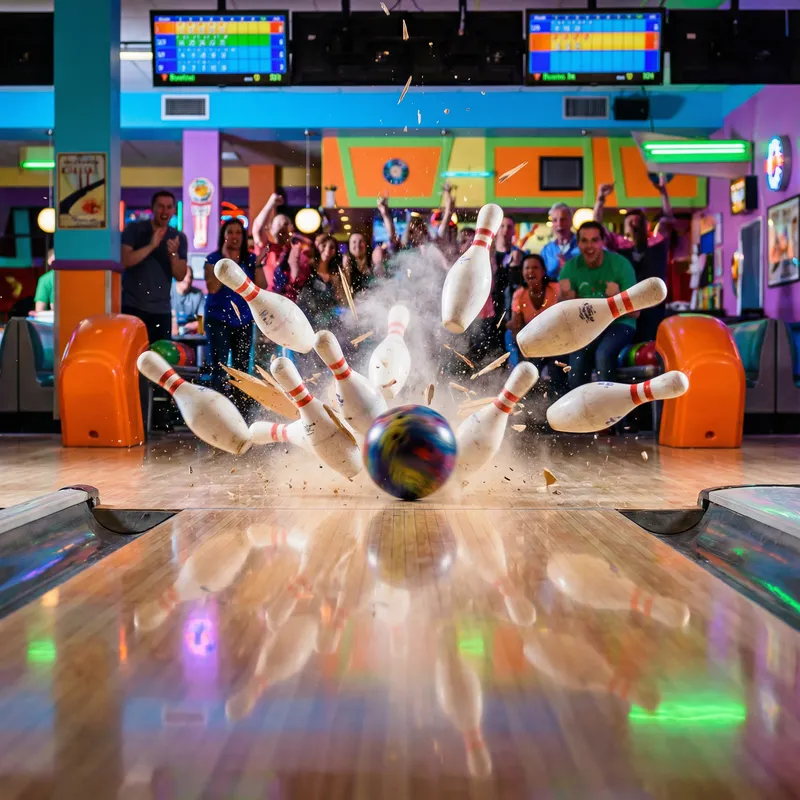 Dynamic Bowling Strike Image | Action Shot in High-Speed Photography