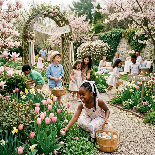 Picturesque Easter Sunday Celebration in Blooming Garden