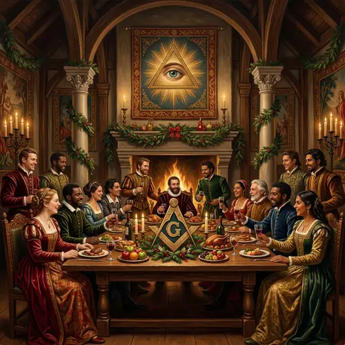 Renaissance-Inspired Festive Holiday Oil Painting on Canvas