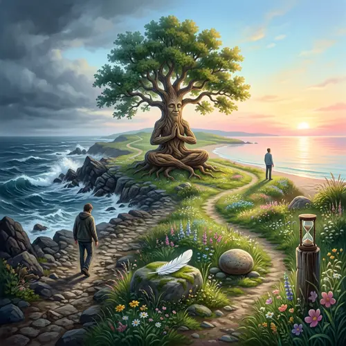 Symbolic Journey of Mindfulness to Sobriety | Calm Landscape