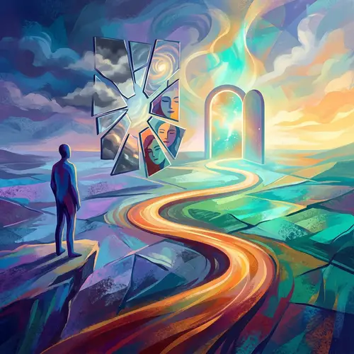 Journey of Self-Discovery: Abstract & Contemplative Scene