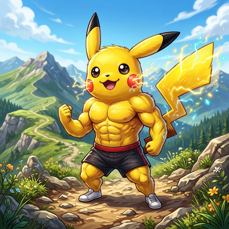 Mamadisimo Pikachu | Ultra-fit Yellow Rodent-Like Creature