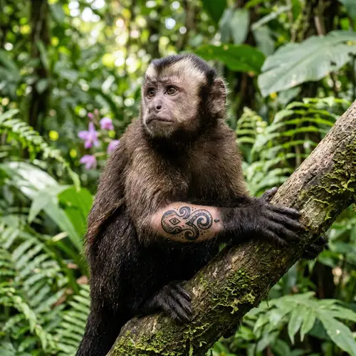 Monkey with Tattoo - Captivating Image for Nature Lovers