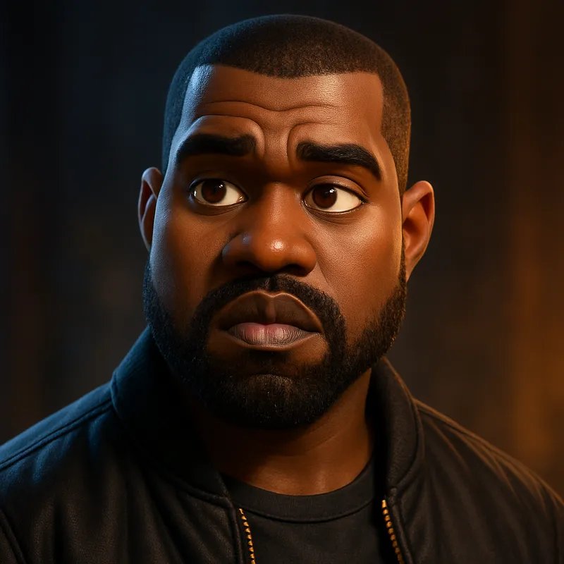 Kanye West Cartoon Portrait in Pixar Style