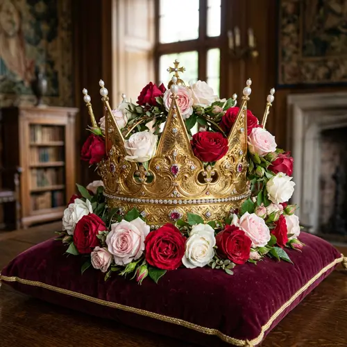 Beautiful Gold Crown with Roses - Photorealistic Design