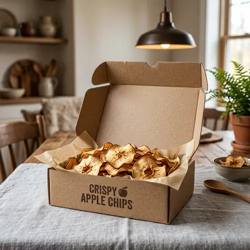 Crispy Apple Chips in Stylish Open Box - Ready-to-Eat Snack