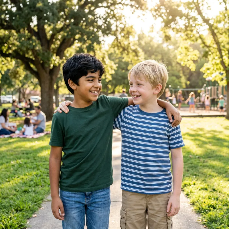 Diverse Boys with Black and Blonde Hair | Youthful Smiles