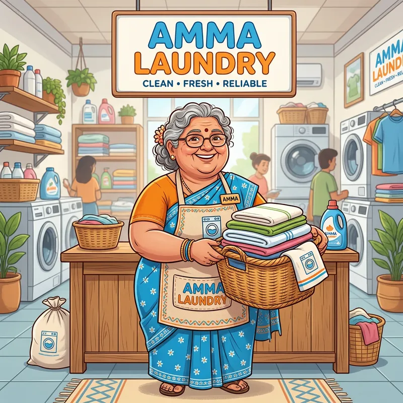 Amma Laundry - Your Friendly Mascot for Laundry Needs