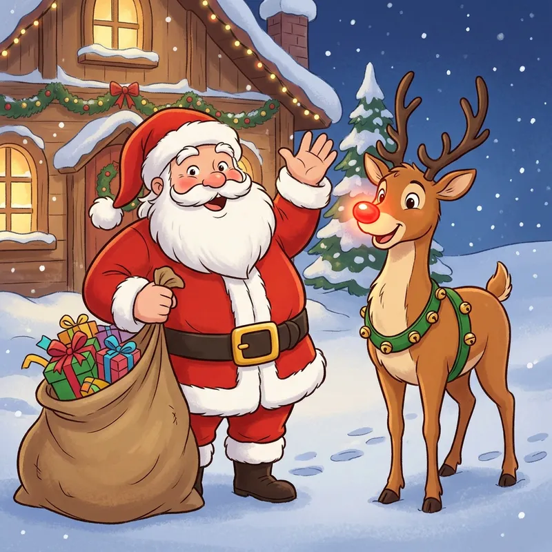 Animated Rudolph the Red-Nosed Reindeer | Festive Santa Claus Duo