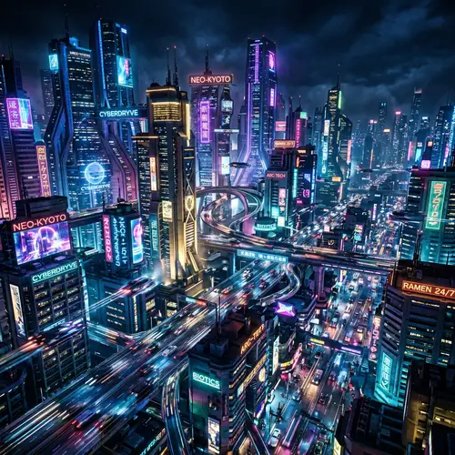 Futuristic Cityscape: A Hyper-Connected Society of Electric Dreams