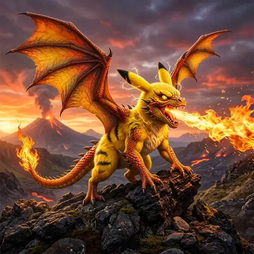 Yellow Electric Mouse-Dragon Hybrid