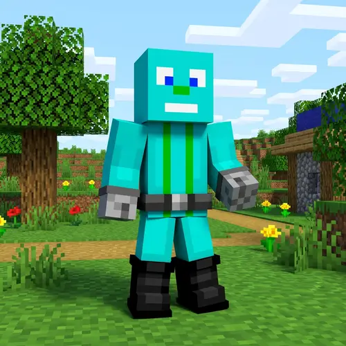 Pixelated Minecraft-Style Character Illustration
