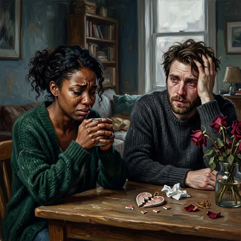 Portraying the Heartbreak of Two Souls in Love - Emotional Oil Painting Portraying the Heartbreak of Two Souls in Love - Emotional Oil Painting