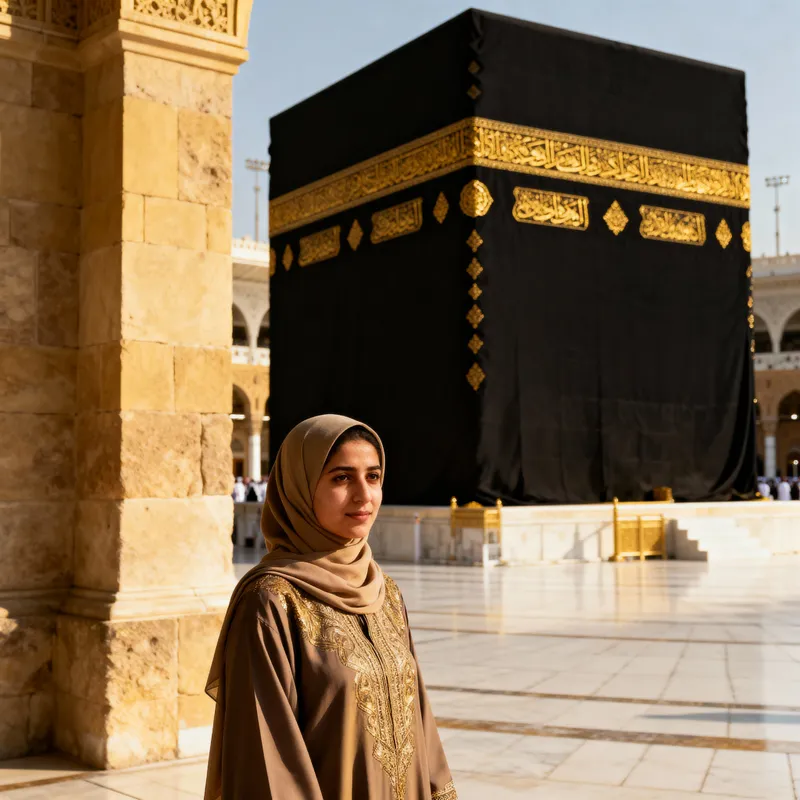 Woman in Front of Kaaba - A Realistic Capture