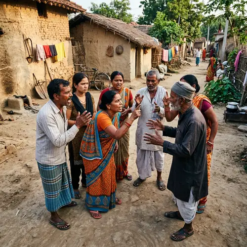 Vibrant Indian Villagers in Heated Discussion