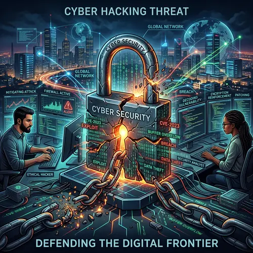 Illustration of Cyber Hacking Threats | Internet Security