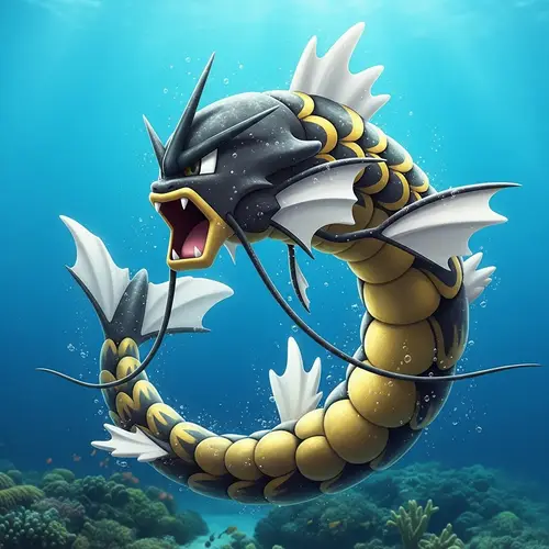 Black and Gold Gyarados: Stunning Pokémon Art