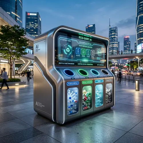 Futuristic Self-Sorting Recycling Bin Design