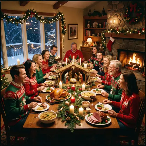 Magical Christmas Gathering with Nativity Display