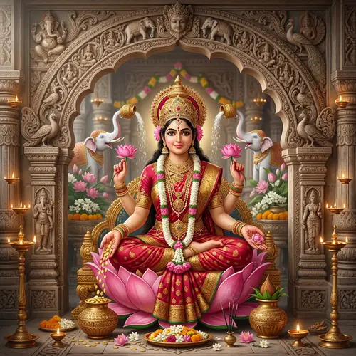 Majestic Goddess Lakshmi Artwork in Ethereal Ambiance