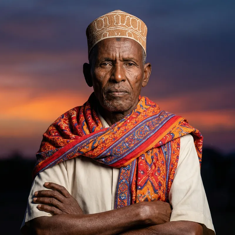 Somali Man in Macawiis Attire: Authentic Portrait and Heritage Pride