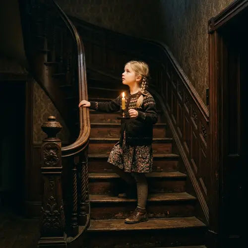 Mystical Candlelit Staircase in Old Victorian Home