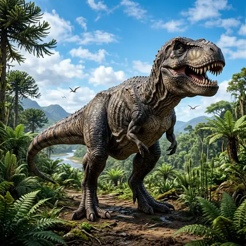 Detailed Dinosaur Image with Robust Body and Sharp Teeth