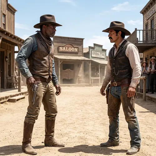 Cowboys Showdown at High Noon - Action Packed Image