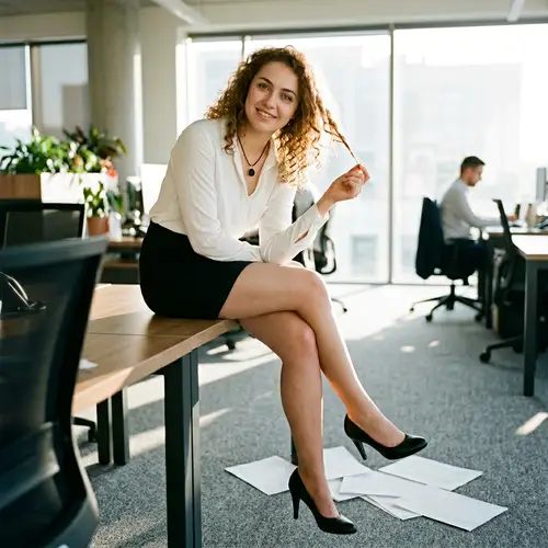 Chic Office Style: Young Woman in Fashionable Attire