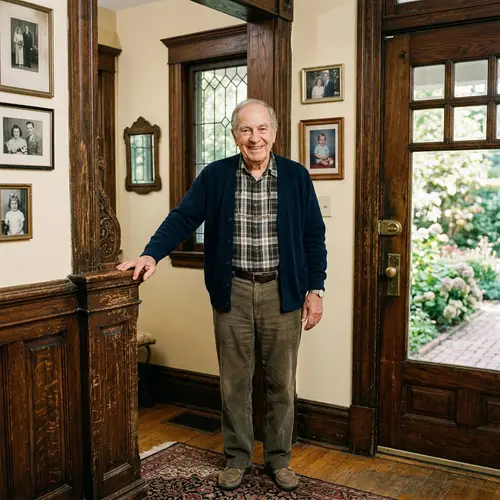 Grandfather Standing by an Old Trim
