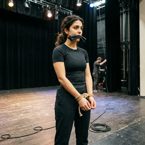 Italian Woman in Stylish Lululemon Outfit on Stage