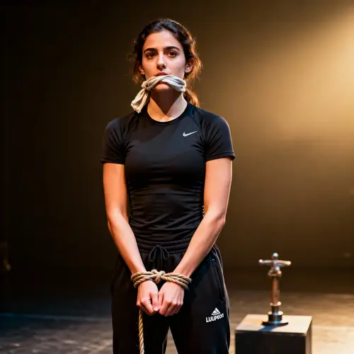 Italian Woman in Stylish Lululemon Outfit on Stage