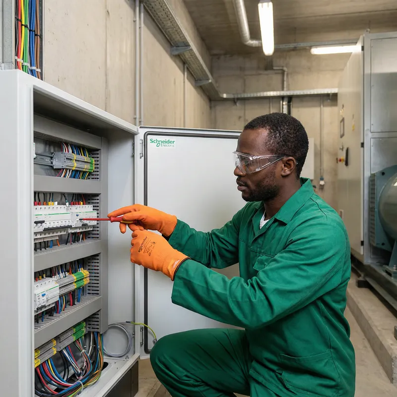 Green Electrician with Schneider Electric Panel