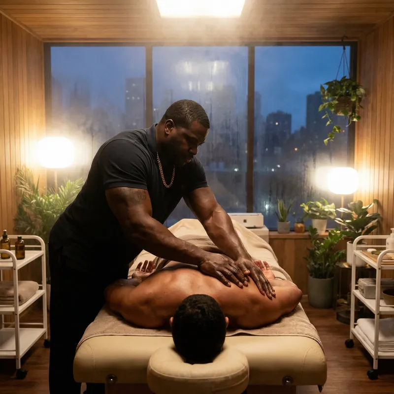 Expert African Masseur: Bodybuilding Therapy Session