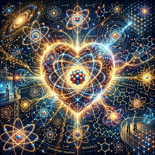 Atomic Theory Environment Concept Art with Radiant Heart Object