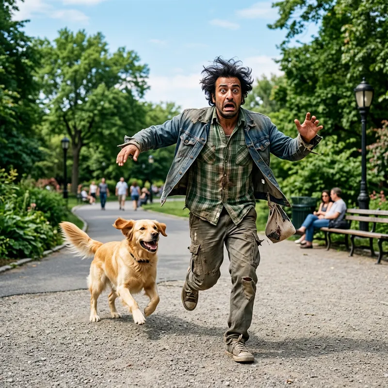 Dog Chasing Man: Chaos in the Park