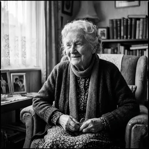 Black and White Portrait of an Elderly Woman