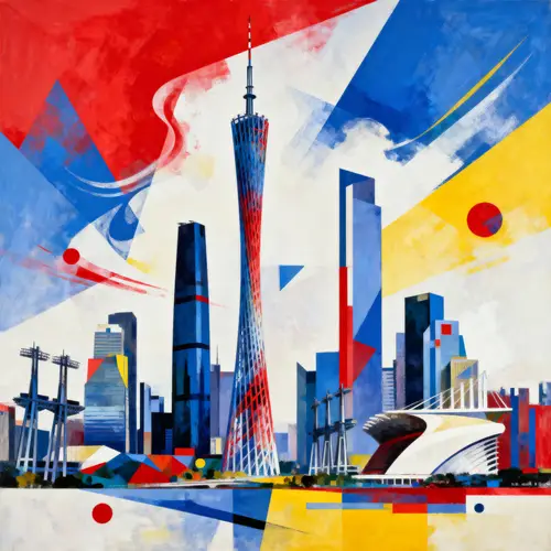 Kandinsky Style Guangzhou Skyline Artwork