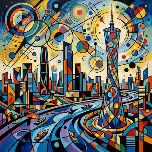 Kandinsky Style Guangzhou Skyline Artwork