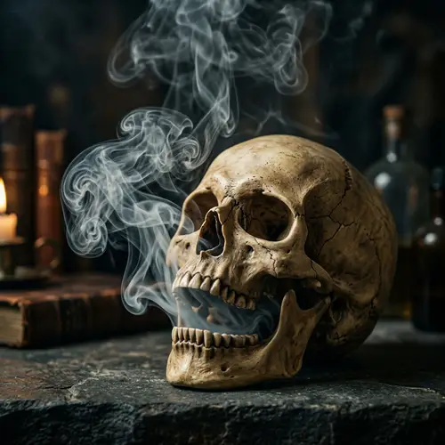 Skull Emitting Smoke - Calavera Art