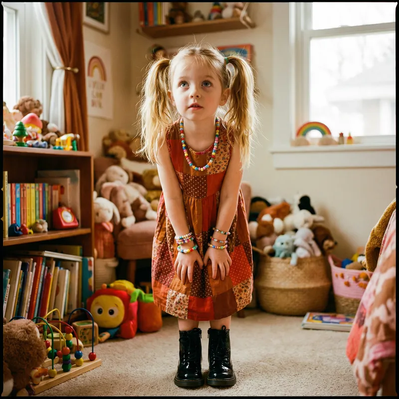 Ice Spice: Golden-Haired Girl in Cinnamon Dress