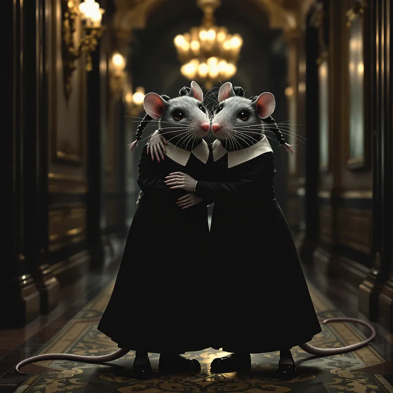 Gothic Twin Rats Inspired by Wednesday Addams
