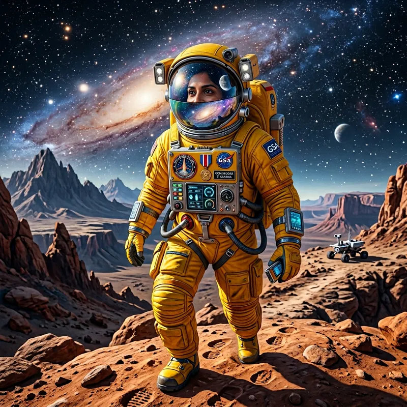 Astronaut in Vibrant Yellow Spacesuit