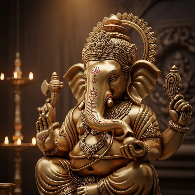 Majestic Lord Ganesha Idol in Brass - Divine Aura