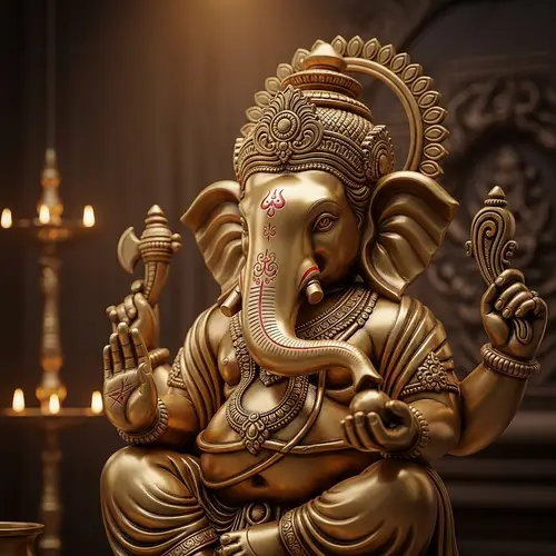 Majestic Lord Ganesha Idol in Brass - Divine Aura