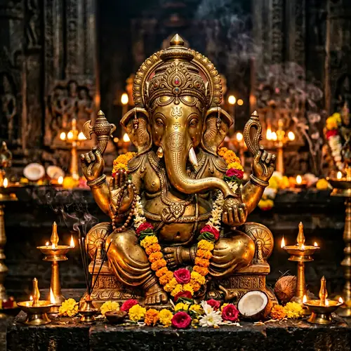 Majestic Lord Ganesha Idol in Brass - Divine Aura