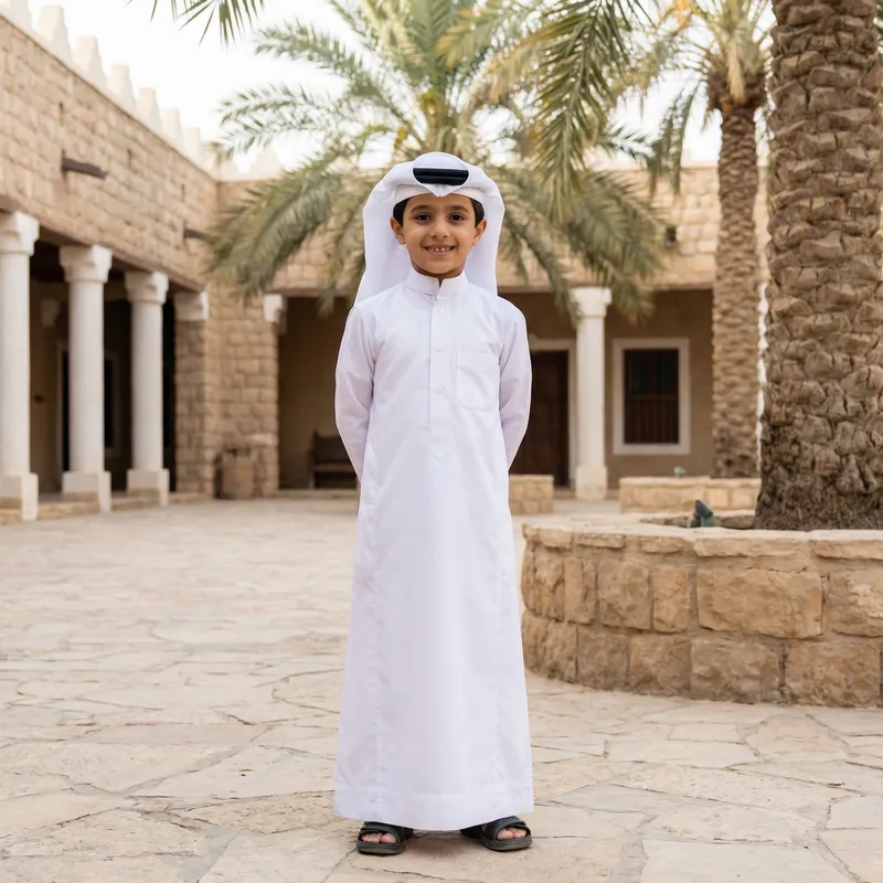 Traditional Saudi Child in Full Uniform